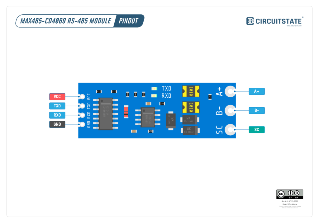 MAX485-CD4069 RS-485 Module with Auto Data Direction Control - Pinout Diagram & Reference 6 MAX485-CD4069-Module-Pinout-r0.1-CIRCUITSTATE-Electronics-2