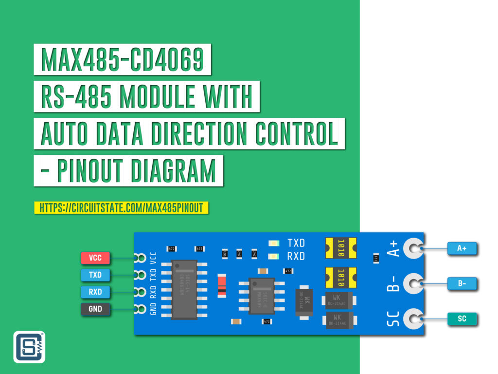 MAX485-CD4069 RS485 Module Pinout Diagram Featured Image CIRCUITSTATE Electronics