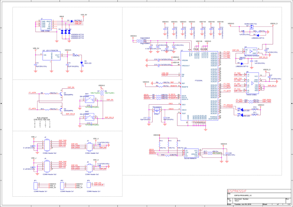 Espressif ESP-Prog ESP32 JTAG Debug Probe - Pinout Diagram 5 Espressif ESP32-PROG_V2 Schematic by CIRCUITSTATE Electronics