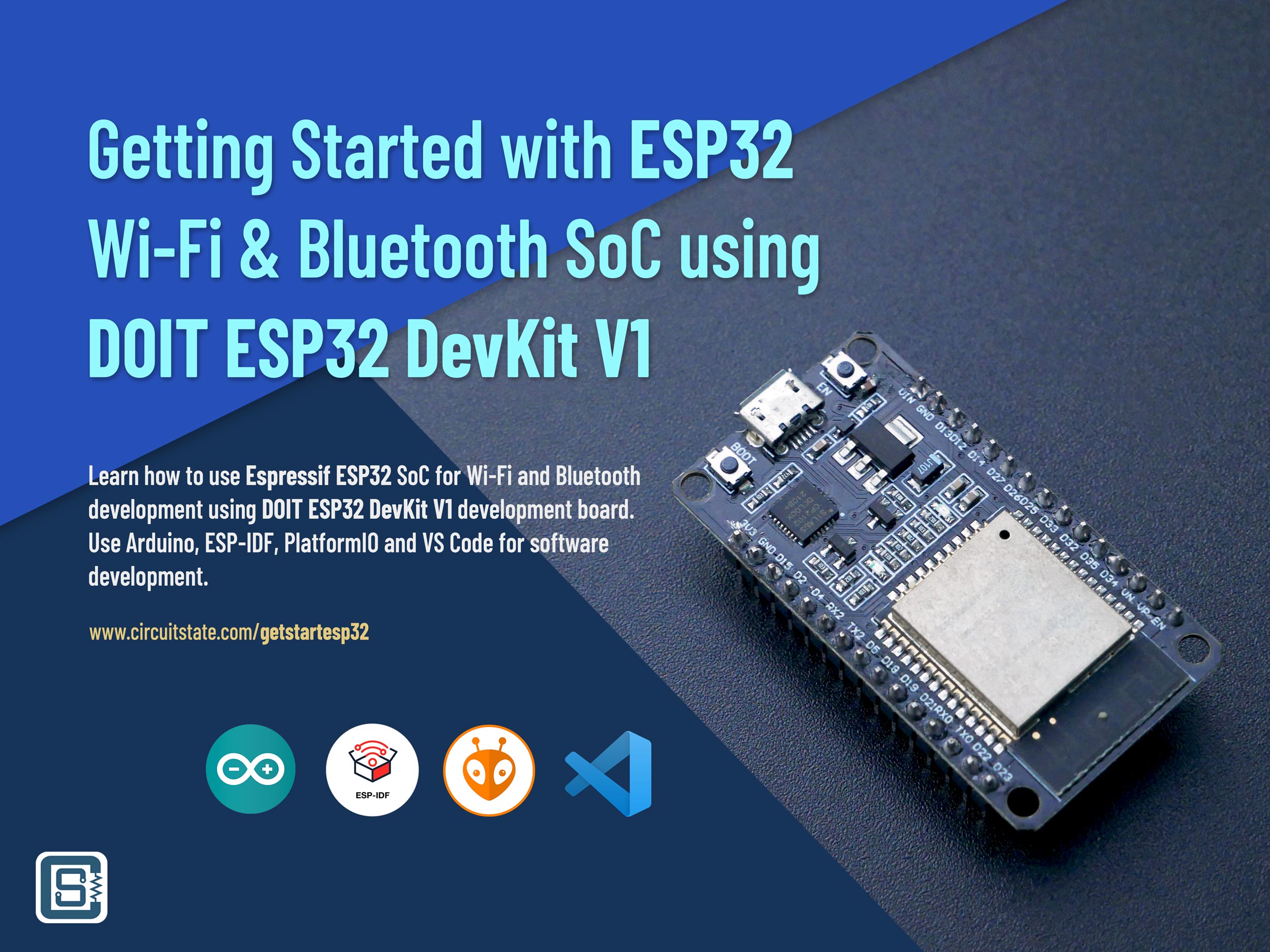 Getting Started with Espressif ESP32 Wi-Fi & Bluetooth SoC using DOIT-ESP32-DevKit-V1  Development Board - CIRCUITSTATE Electronics