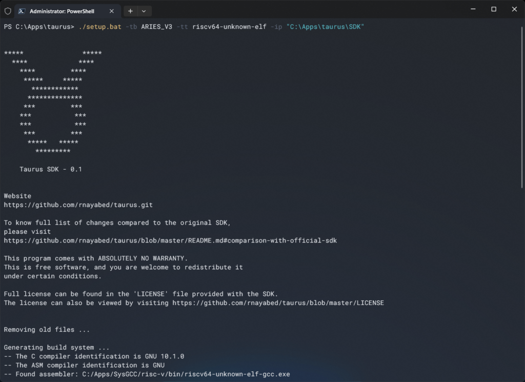 Creating C/C++ Projects for C-DAC Aries V3 THEJAS32 Microcontroller Board Using VEGA SDK 18 Building CDAC VEGA SDK Taurus From Windows Terminal Powershell CIRCUITSTATE Electronics