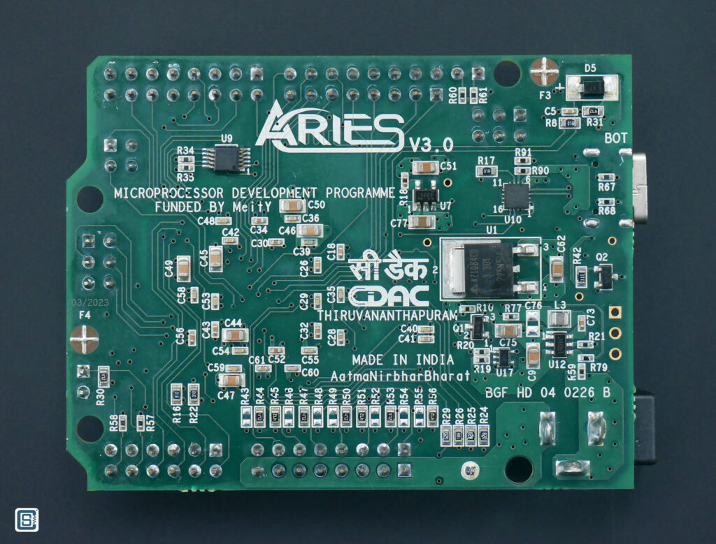 C-DAC VEGA Aries V3 THEJAS32 Microcontroller Development Board PCB Bottom View by CIRCUITSTATE Electronics