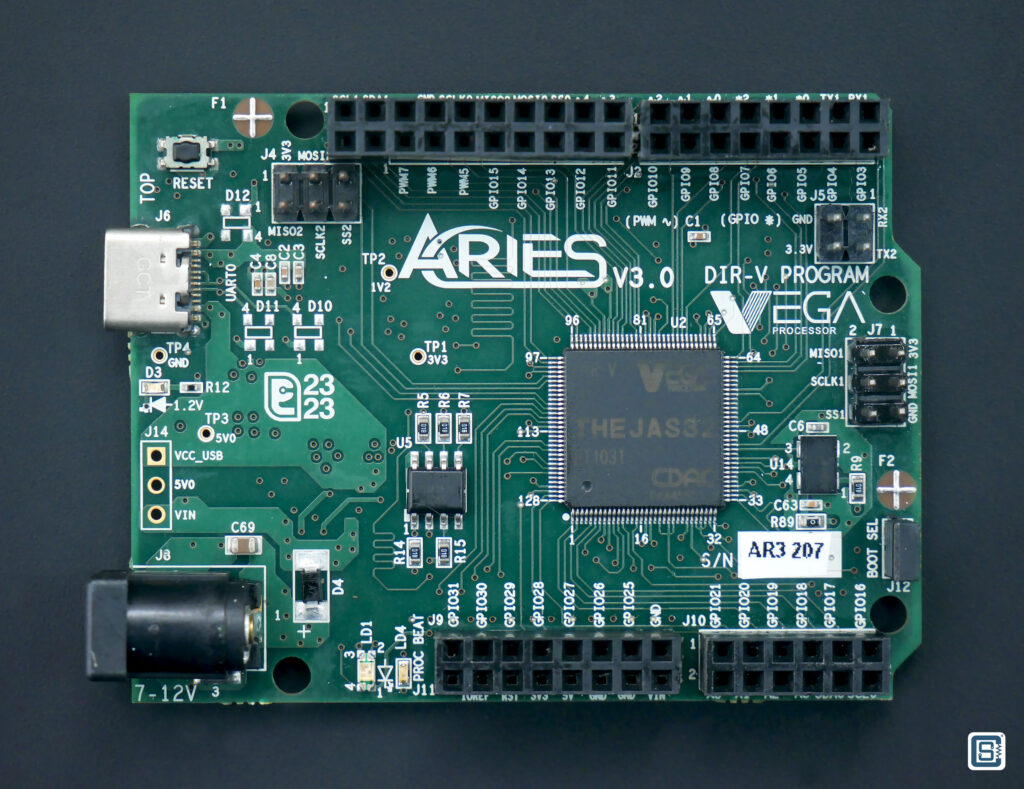 C-DAC VEGA Aries V3 THEJAS32 Microcontroller Development Board PCB Top View by CIRCUITSTATE Electronics