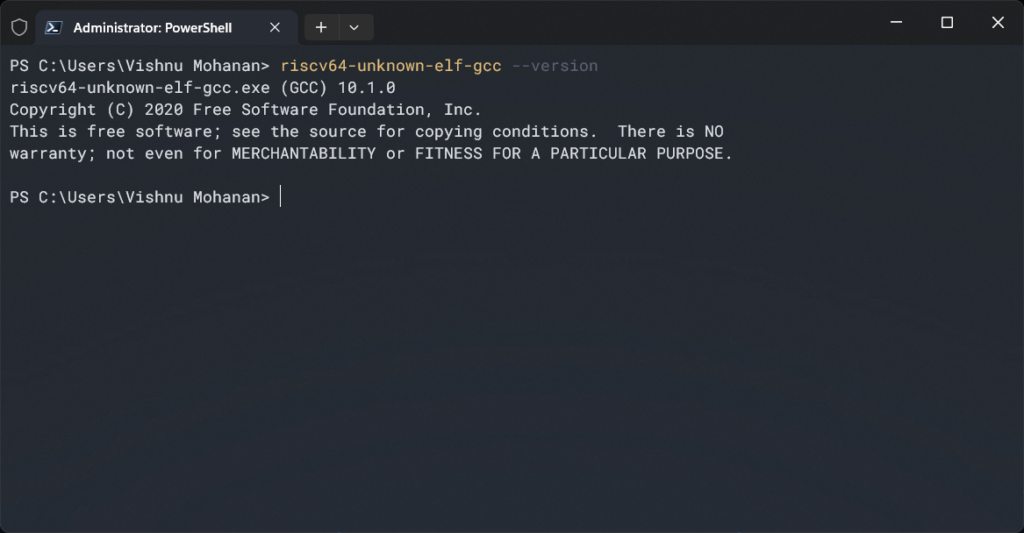 Creating C/C++ Projects for C-DAC Aries V3 THEJAS32 Microcontroller Board Using VEGA SDK 12 Check RISC V GNU Toolchain Version from Windows Terminal Powershell CIRCUITSTATE Electronics