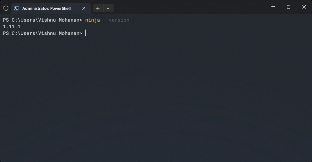 Creating C/C++ Projects for C-DAC Aries V3 THEJAS32 Microcontroller Board Using VEGA SDK 14 Checking Ninja Build System Version From Windows Terminal Powershell CIRCUITSTATE Electronics