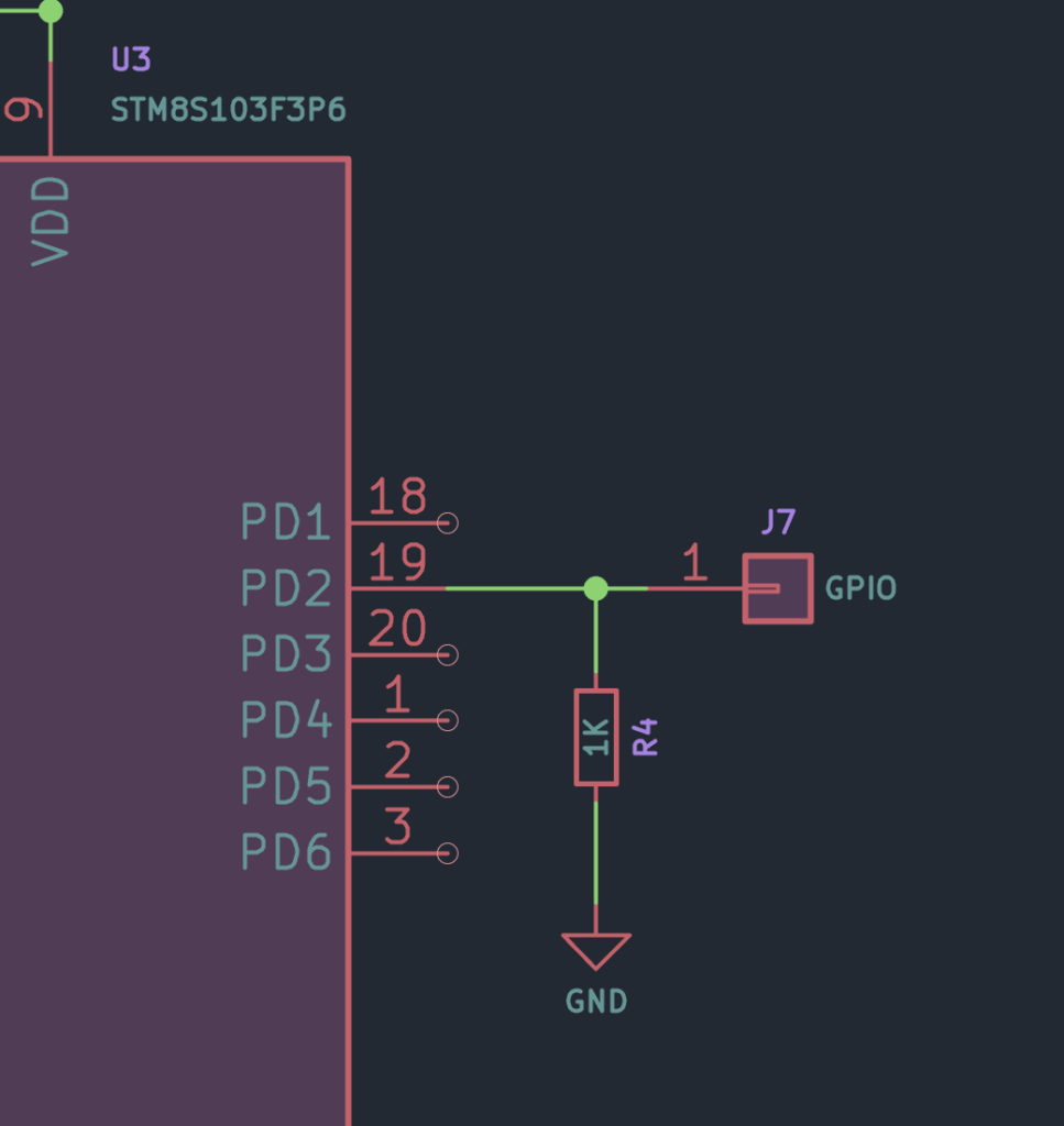 STM8S103F3P6 Microcontroller Pull-Down Resistor Schematic by CIRCUITSTATE Electronics