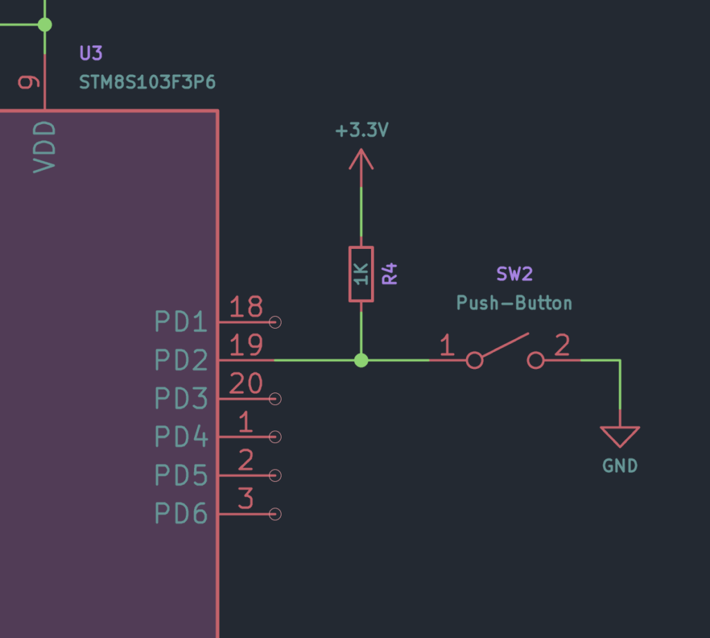 STM8S103F3P6 Microcontroller Push-Button with Pull-Up Resistor Schematic CIRCUITSTATE Electronics