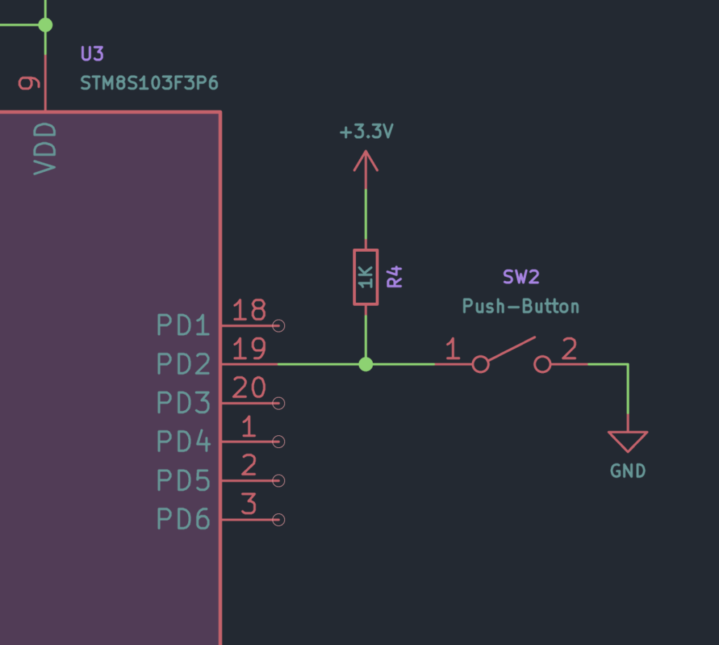 Wiring Up & Writing Your First Blink Program Using Assembly Language : Learn Microcontroller with STM8S - Tutorial Part #4 13 STM8S103F3P6 Microcontroller Push-Button with Pull-Up Resistor Schematic CIRCUITSTATE Electronics