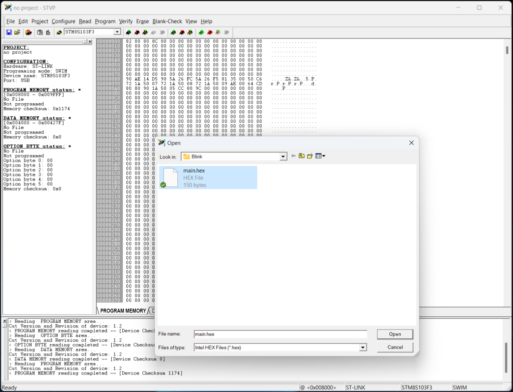Wiring Up & Writing Your First Blink Program Using Assembly Language : Learn Microcontroller with STM8S - Tutorial Part #4 28 STM8S103F3P6 Microcontroller STVP Loading Hex File CIRCUITSTATE Electronics