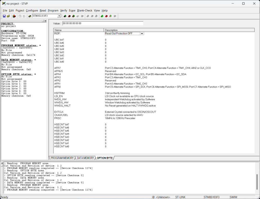 Wiring Up & Writing Your First Blink Program Using Assembly Language : Learn Microcontroller with STM8S - Tutorial Part #4 27 STM8S103F3P6 Microcontroller STVP Option Bytes CIRCUITSTATE Electronics