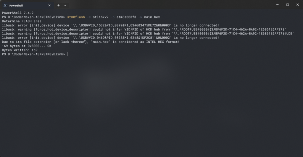 STM8S103F3P6 Microcontroller Using STM8Flash to Upload Firmware by CIRCUITSTATE Electronics