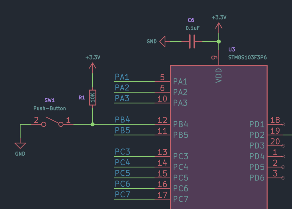 Reading Push-Buttons Through Polling : Learn Microcontroller with STM8S - Tutorial Part #6 6 Push-Button Wiring Schematic Diagram for STM8S Blue Microcontroller Board by CIRCUITSTATE Electronics